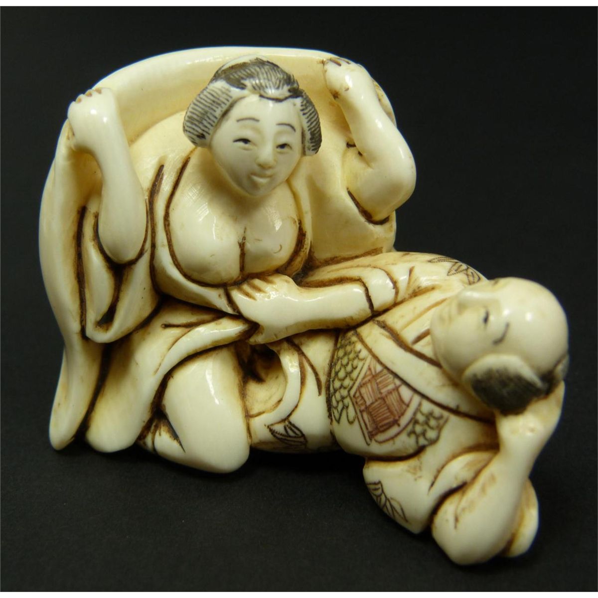 Ivory carved erotic Career hand job fan